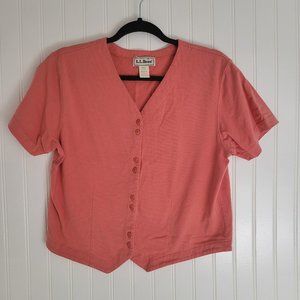 L. L. Bean - Coral button up short sleeve cotton shirt